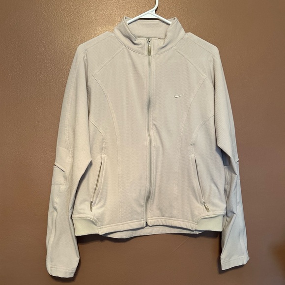Nike Track Jacket Womens Beige Full Zip Medium - Picture 2 of 10